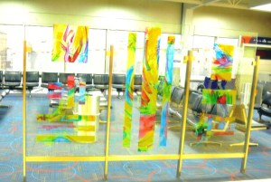 glass mural at airport
